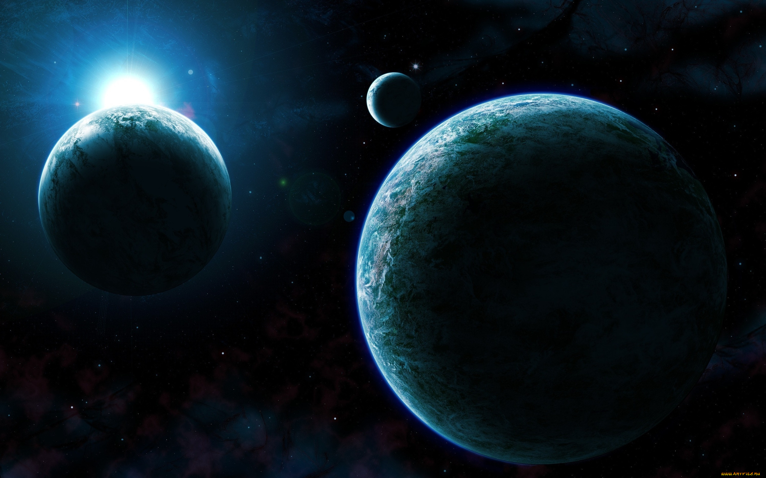 , , space, sci, fi, 3, blue, light, planet